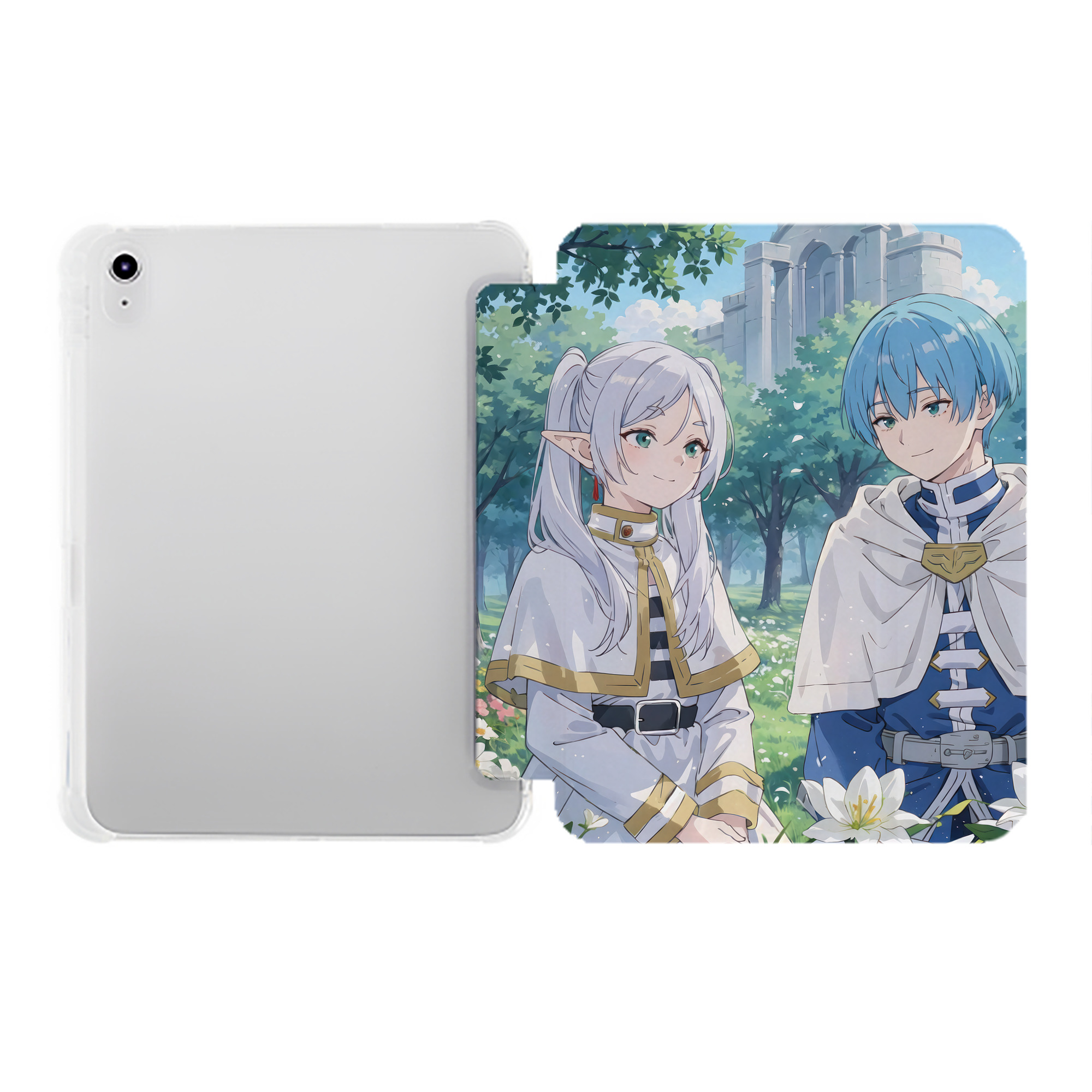 （画像用） 葬送のフリーレン Frieren IPad ケース ペン収納付き 三つ折りスタンド PUレザー×シリコン 対応機種9.5/10.5/10.9インチ